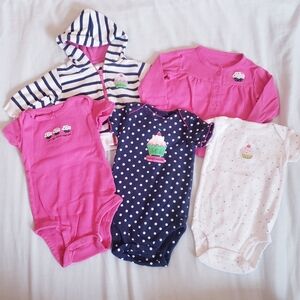 3 Month Girls Carter's Cupcake Print Tops And Onesies